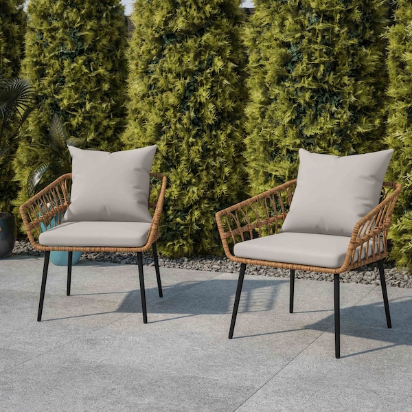 Flash Furniture Natural/Gray PE Rattan Wicker Patio Chairs, 2PK SB-1960-CH-GY-GG - main
